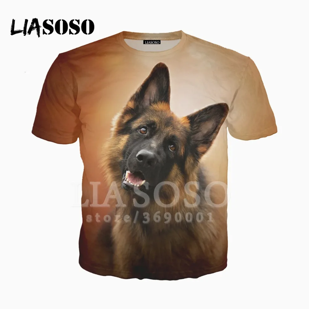 LIASOSO 3D принт женские и мужские немецкой овчарки Kawaii футболка со щенком летняя с