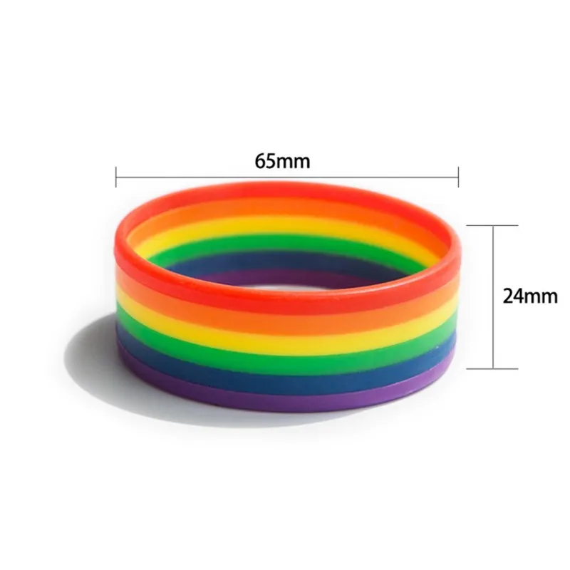 Valentine's Gifts Gussy Life 6 Layer Colours Jewelry Wide Rainbow Flag Pride LGBT Silicone Wristband Gay Lesbian Lovers Bracelet |