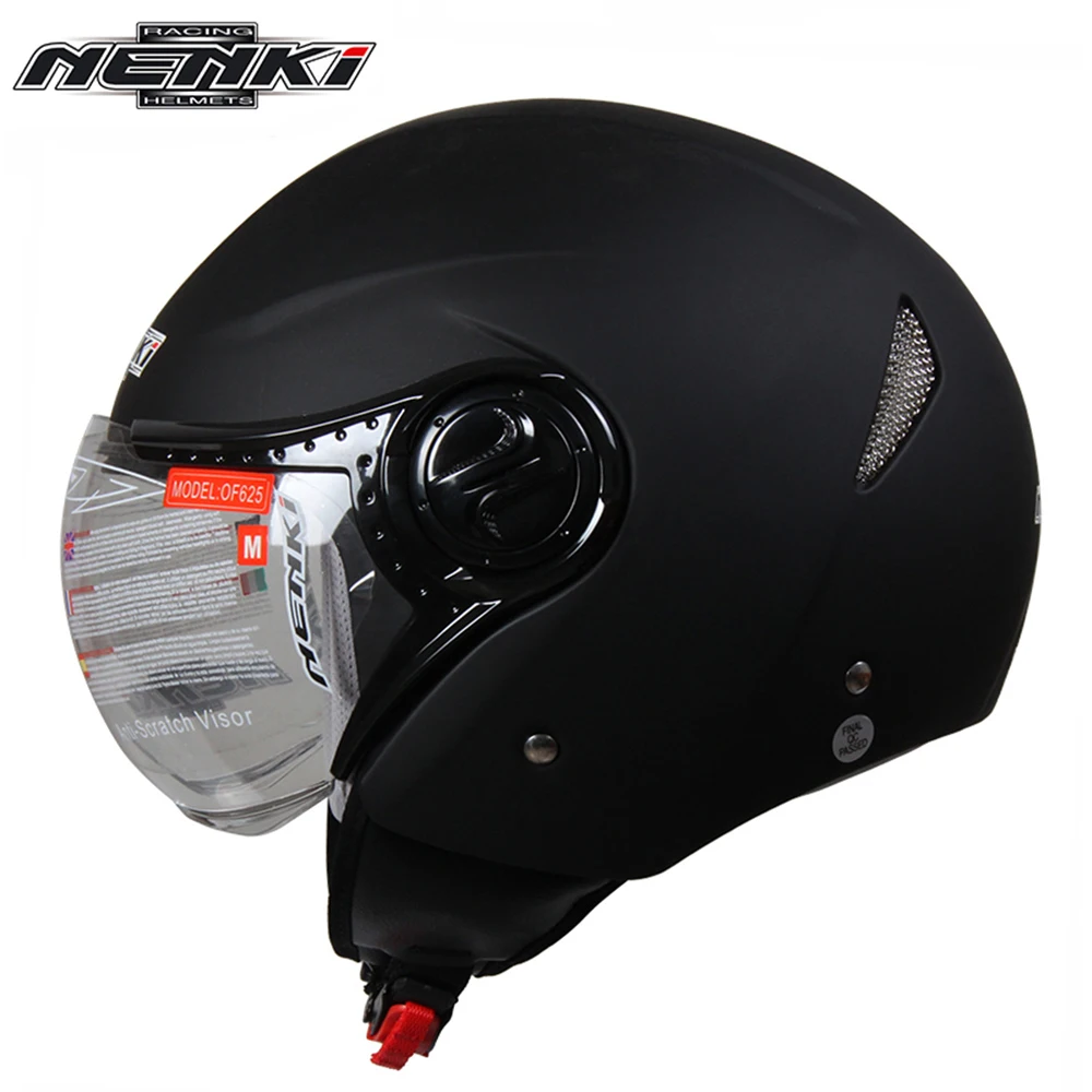 Matte Black NENKI, винтажный стиль, мотоциклетный шлем с открытым лицом для мужчин и женщин, туристический скутер, электрический велосипедный шлем, Электрический автомобильный шлем - Цвет: Matte Black