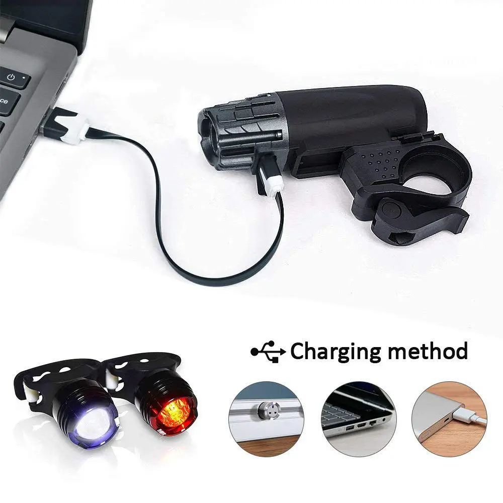 SEWS-Bike Lights LED Bike Light Set USB Rechargeable Waterproof Front Bicycle Headlight and Taillight 300 LM 4 Modes C | Спорт и