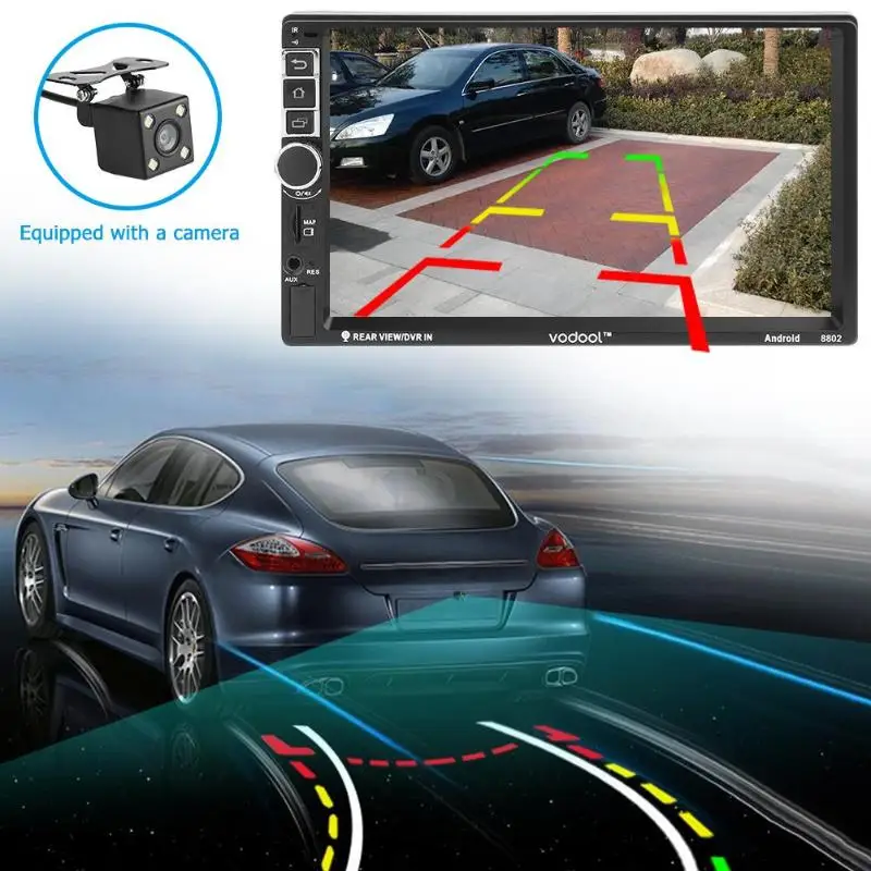 VODOOL 7 дюймов TFT сенсорный экран автомобильный gps трекер 2 Din четырехъядерный Android 7,1 Bluetooth Автомобильный gps навигатор 1080P MP5 плеер+ камера