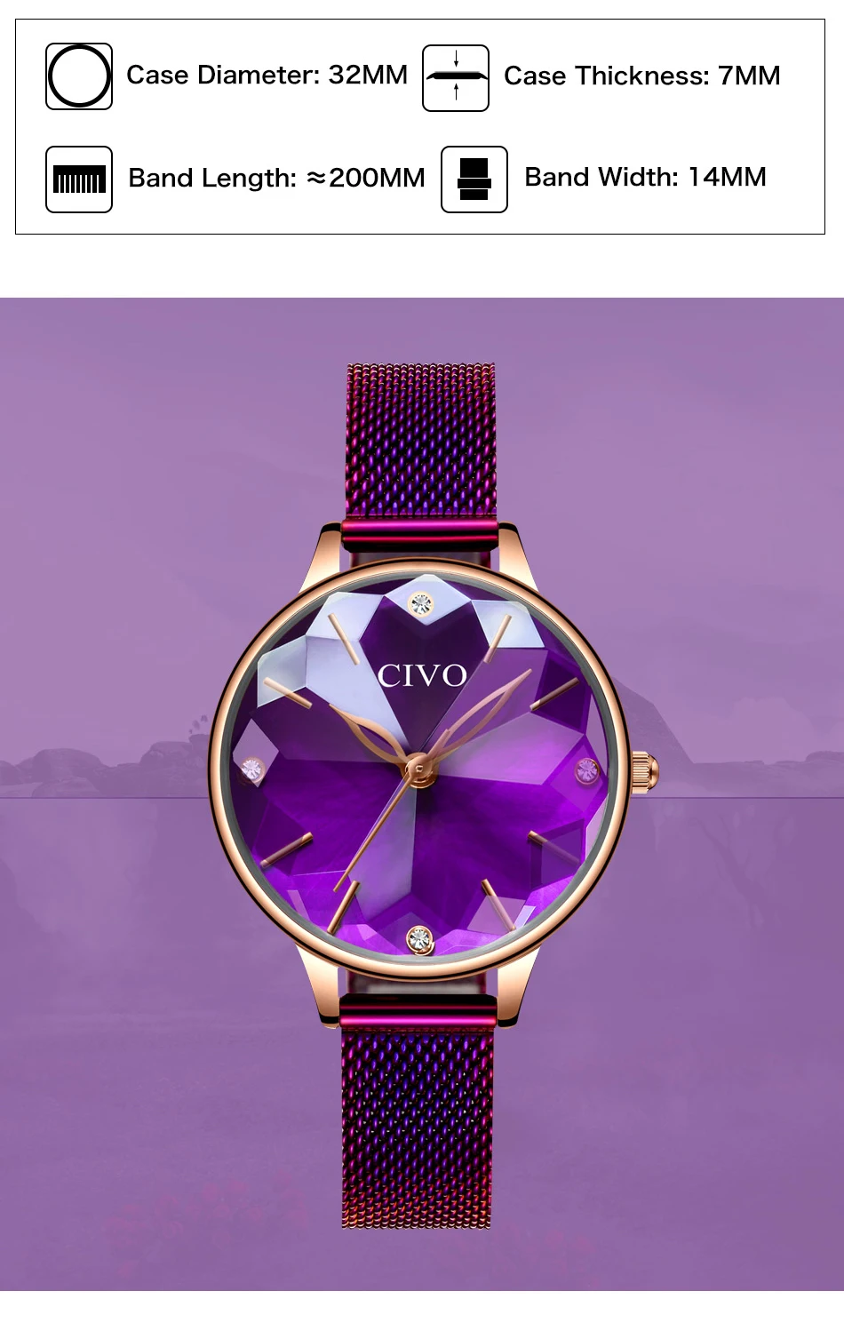 CIVO, модные роскошные часы для женщин, водонепроницаемые, красное вино, кожа, бриллианты, часы для женщин, повседневные, кварцевые, женские наручные часы, Reloj Mujer