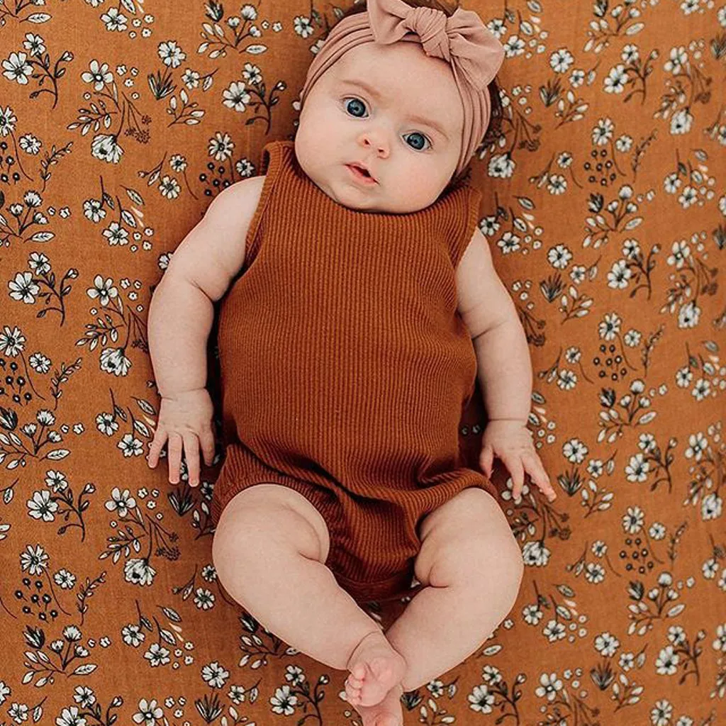 Летний однотонный комбинезон без рукавов для маленьких девочек боди льняная