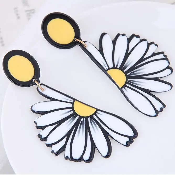 Модные аксессуары подвесные большие серьги в виде маргариток для женщин