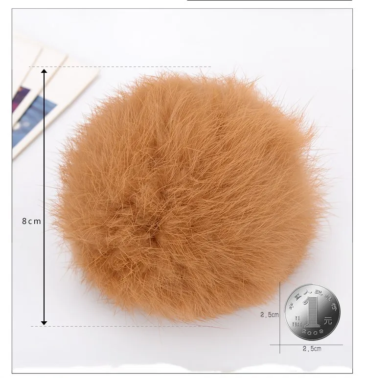 8 см настоящий кролик мех мяч брелок помпон пушистая прекрасная цепочка для ключа