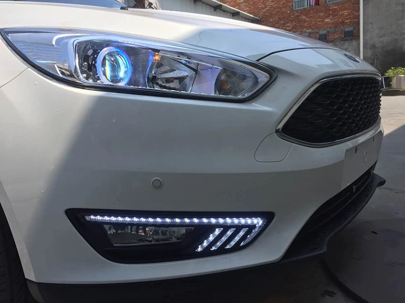 Автомобильный мигающий 2 шт. для Ford Focus 4 DRL Дневной ходовой светильник, передняя противотуманная фара, желтый указатель поворота, ночная синь