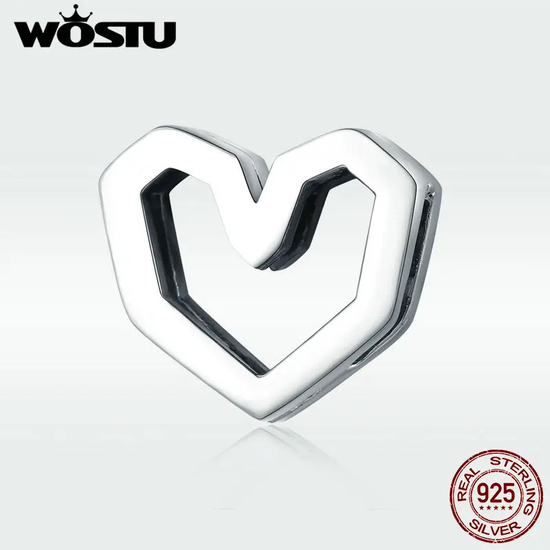 Женский браслет WOSTU кулон из стерлингового серебра 925 пробы с сердечком и