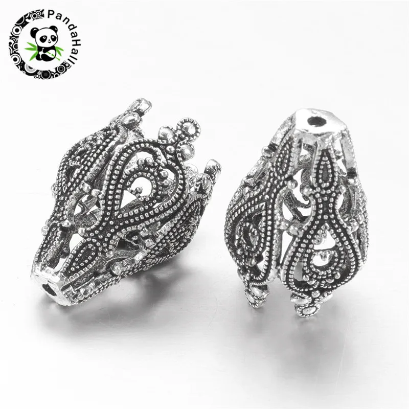 

Antique Silver Color Bead Caps Filigree Metal Hollow Flower Spacer Bead End Cap Pendant Connector Tassel Earring Jewelry Making