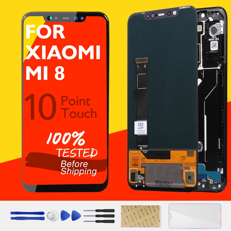 ЖК дисплей и рамка для Xiaomi Mi 8 сенсорный экран 10 Mi8 дигитайзер в сборе замена
