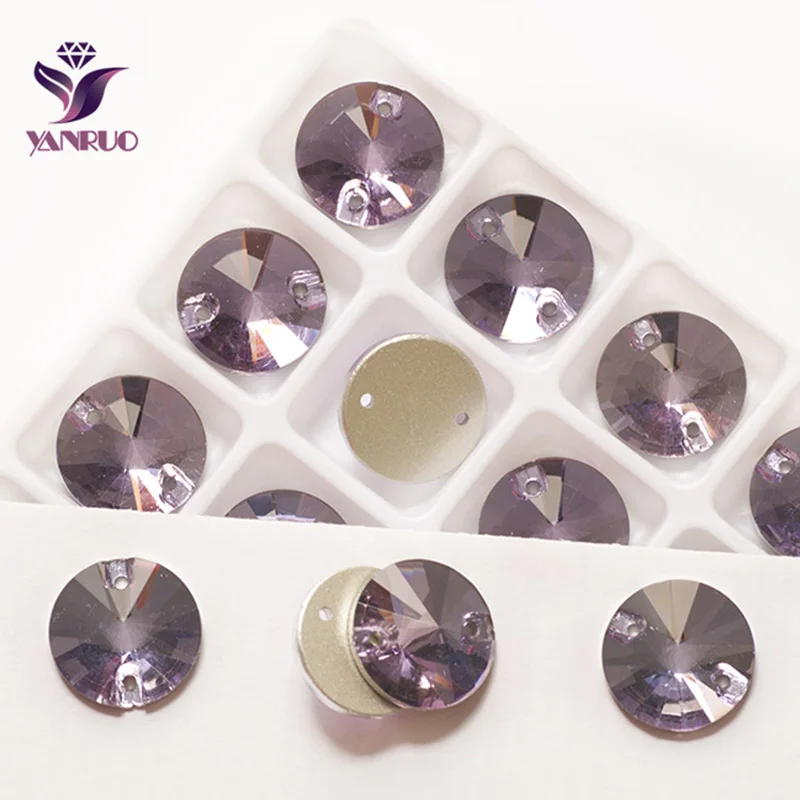 YANRUO 3200 Rivoli фиолетовые стразы для шитья с плоской спинкой стеклянные кристаллы