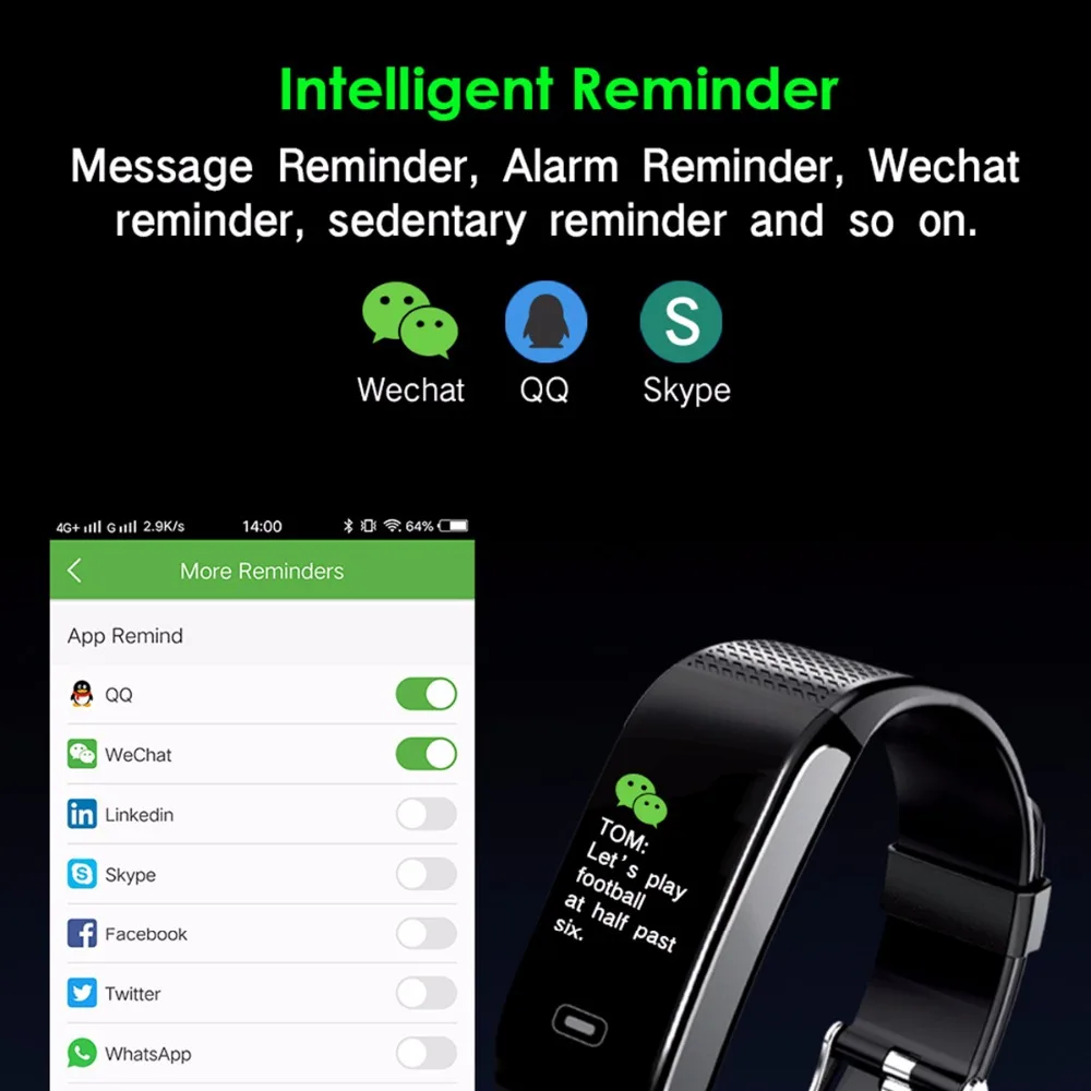 CK18S SmartBracelet Монитор артериального давления пульса IP67 наручные часы