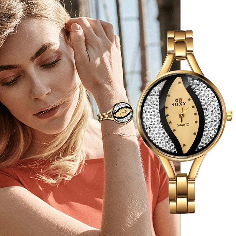 

SOXY Brand Women Watch Fashion Luxury Diamond Bracelet Ladies Dress Watch Relogio Femino Watch For Women Reloj Mujer 2019 Saati