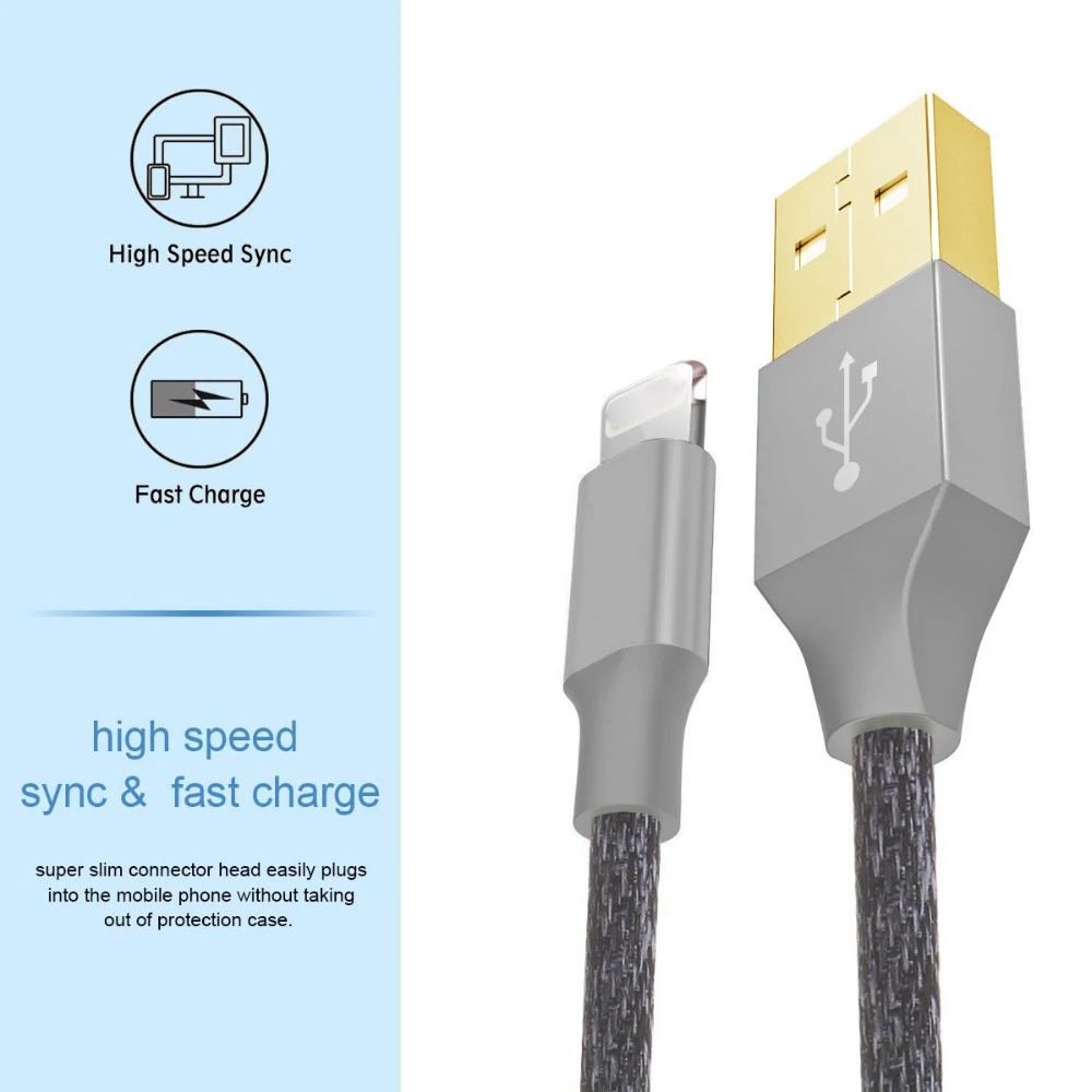 Suntaiho USB кабель для Iphone 8 позолоченный USB кабель быстрое зарядное устройство кабель для передачи данных для iPhone X 7 6 5S кабели для мобильных телефонов