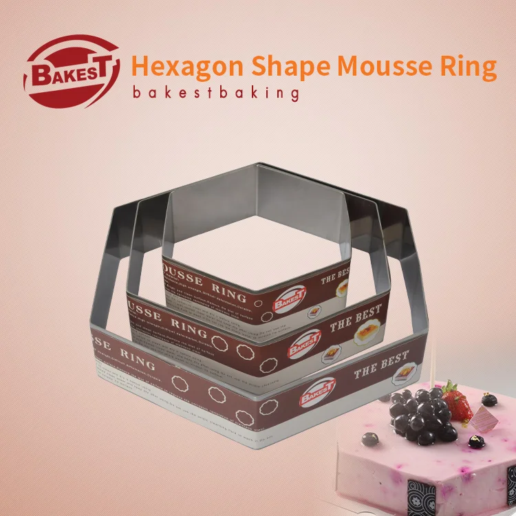 

BAKEST Hexagonal Mousse Rings Cake Cutters Stainless Steel Cake Baking Tools