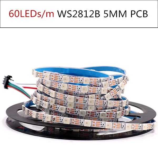 5mm 60leds 5 в WS2812B полноцветная светодиодная лента 30 светодиодный s/m 60 светодиодный s/m 5 мм 6 мм PCB s-образный адресуемый пиксель 5050 RGB светодиодный светильник 5 м/лот - Испускаемый цвет: 5mm 60leds