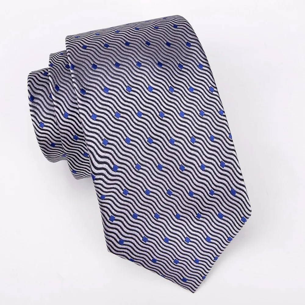 

New Men`s Tie Geometric Gray Dots Jacquard Woven Necktie Gravata For Men Formal Wedding Party Business 8cm 100% Polyester
