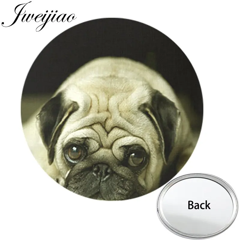 JWEIJIAO Love Pet Мопсы с одной стороны плоские мини Карманное зеркальце компактное портативное косметическое зеркало ручной дорожный кошелек - Цвет: A129