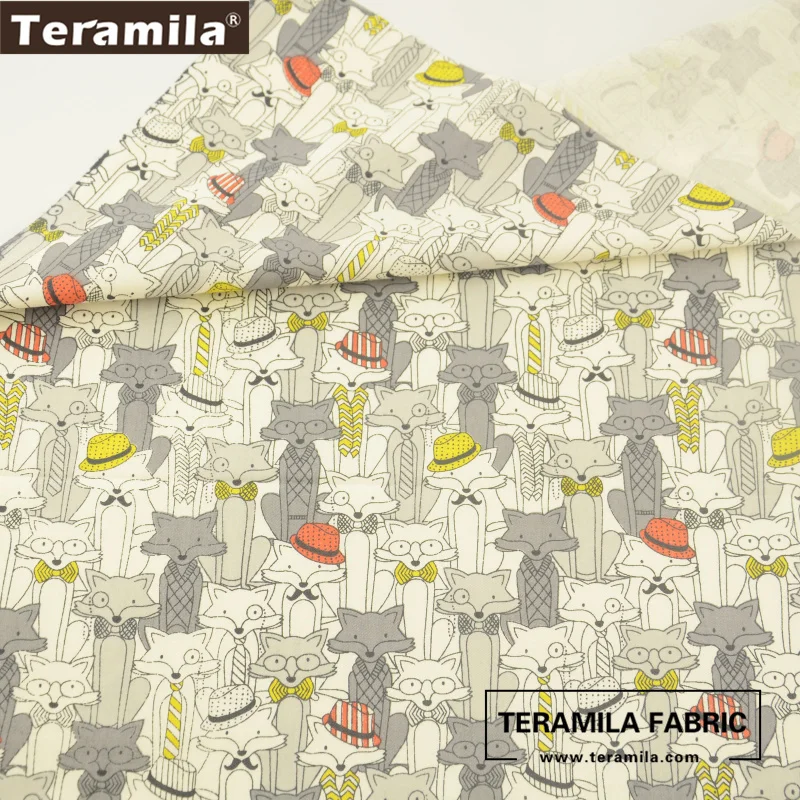 Teramila, ткань, принт с героями мультфильмов, мистер Лис, стиль, хлопок, домашний текстиль, лоскутное шитье, ремесла, ткань для скрапбукинга