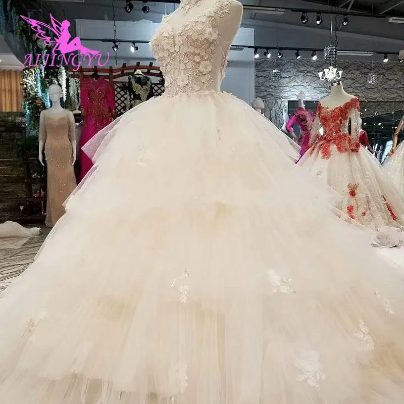 

AIJINGYU Wedding Plus Size Gowns Italy Plain Cheap Near Me Shanghai With Train With Slit Vintage Gown Big Wedding Dresses