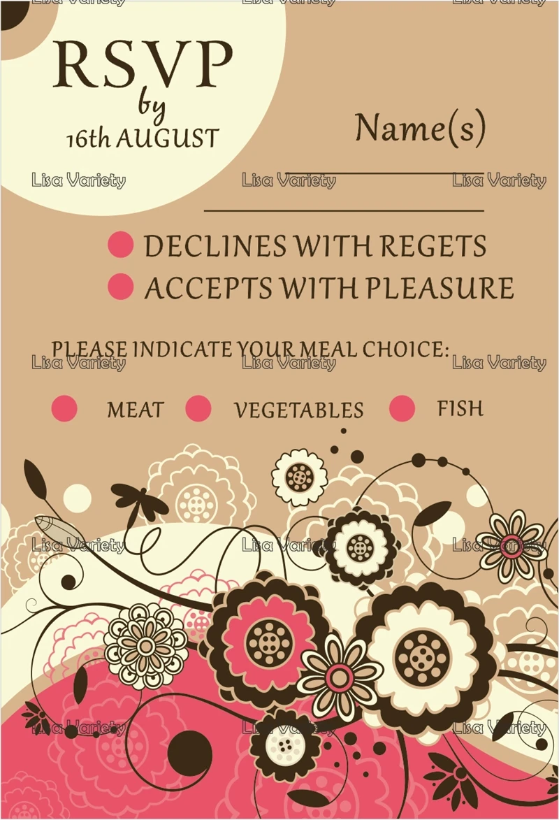 

Personalized RSVP Card with Free Envelope for Wedding / Party,50 pcs/lot,R7