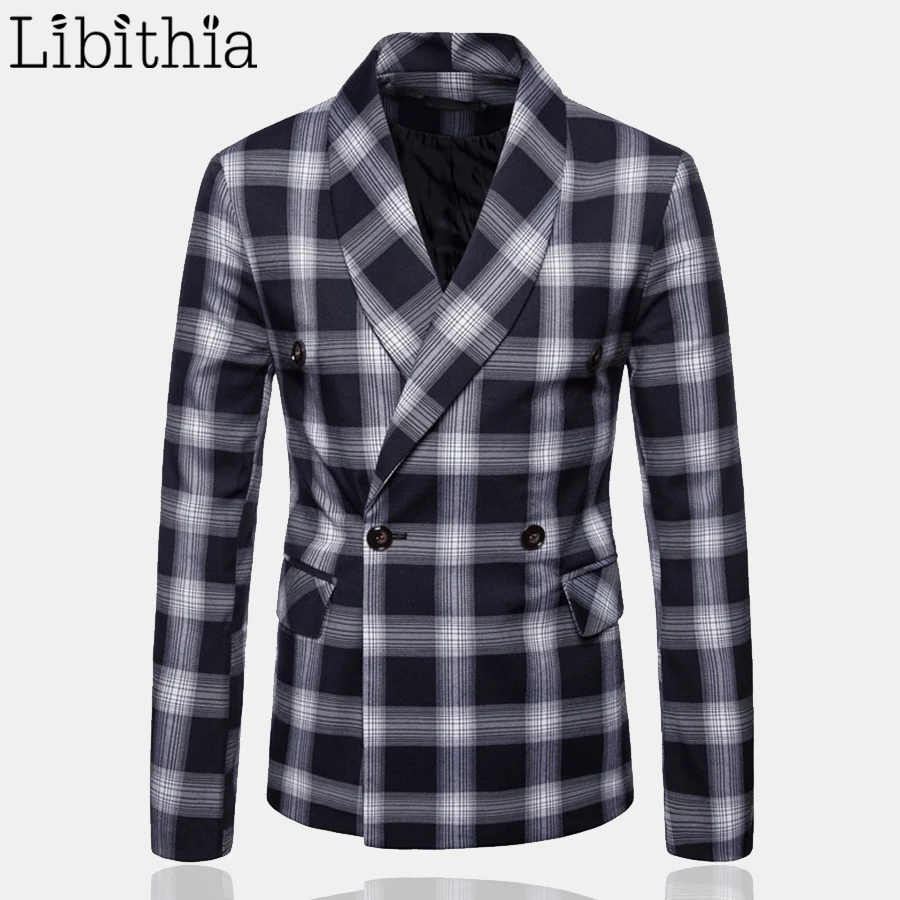 Мужские повседневные двубортные блейзеры Осенние роскошные классические