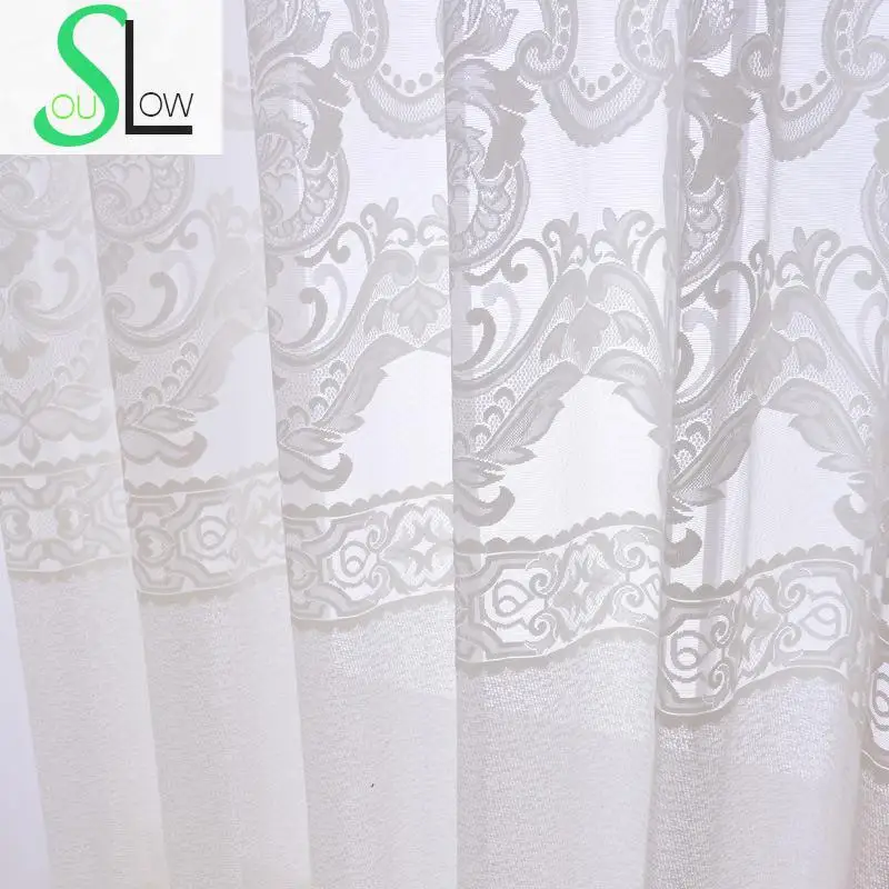 

Slow Soul White Beige Coffee European Style Luxury High Grade Jacquard Curtain Tulle Curtains For Living Room Kitchen Sheer