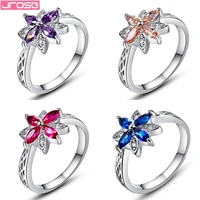 jrose 4colors flower classic marquise cut purple blue red white champagne cubic zirconia white goldplated ring size 6 7 8 9 10