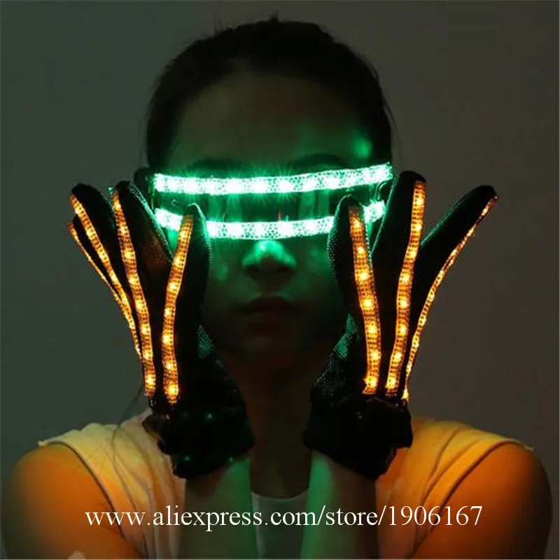 Цветные светодиодные светящиеся перчатки одежда для лазерного шоу реквизит