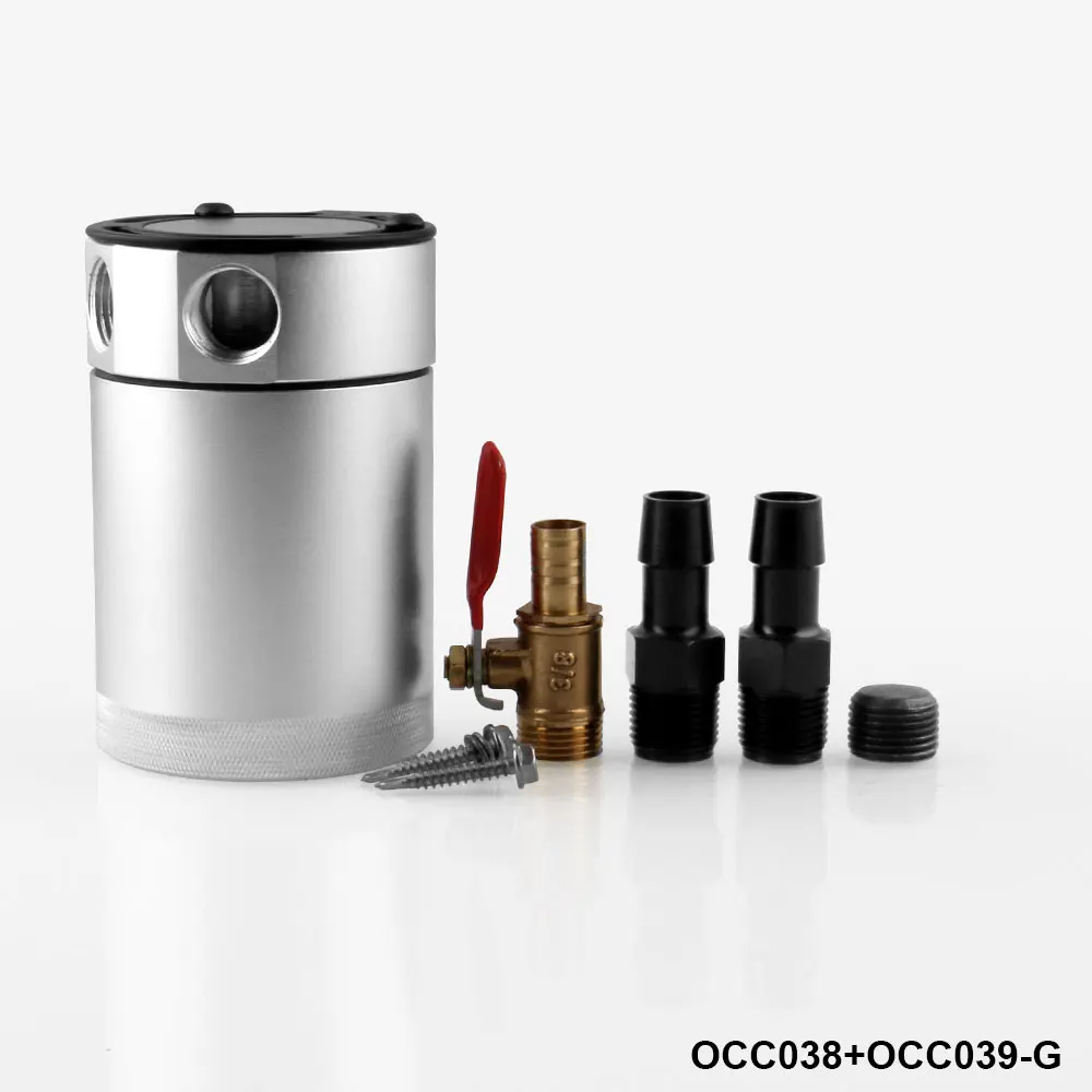 OCC038-SOCC039-G RYANSTAR 2 порта маслоуловитель БАК топливный бак гоночный озадаченный с дренажным клапаном 150 мл воздушный масляный сепаратор Универсальный черный анодированный - Цвет: OCC038-SOCC039-G
