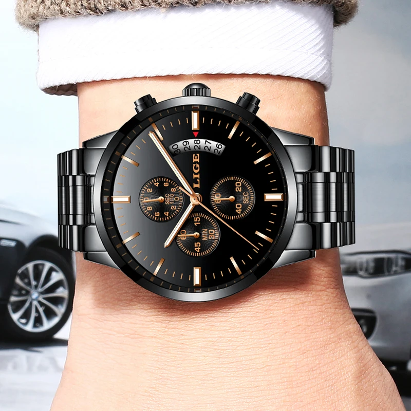 2018 LIGE watch men's casual fashion sports quartz clock top brand luxury all-steel business waterproof Relogio Masculino | Наручные