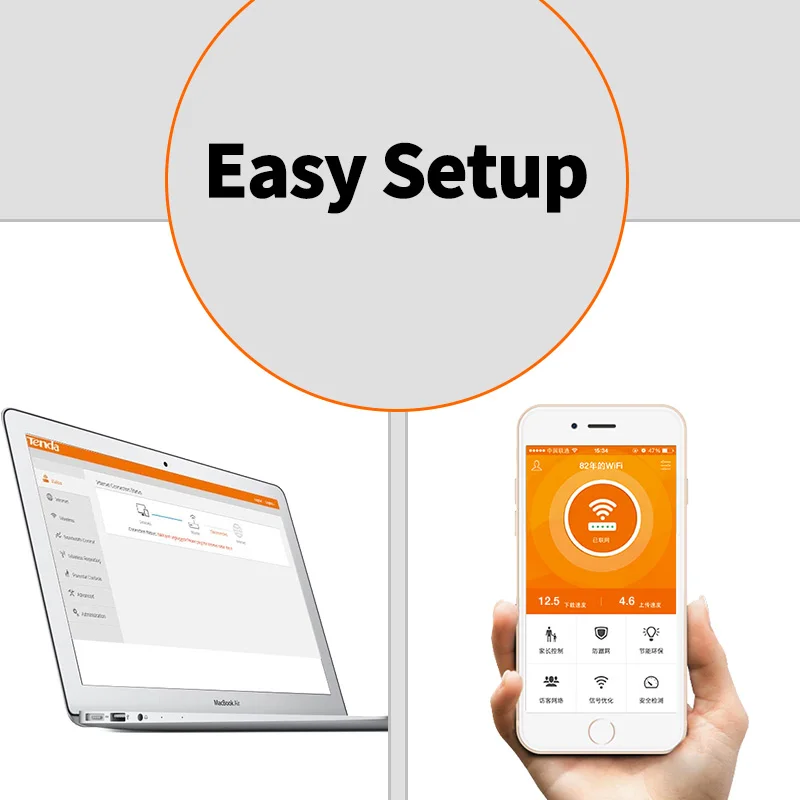 

Tenda AC6 2.4G/5.0GHz Smart Dual Band 1167Mbps AC1200 Wireless WiFi Router Wi-Fi Repeater, APP Remote Manage, English Interface