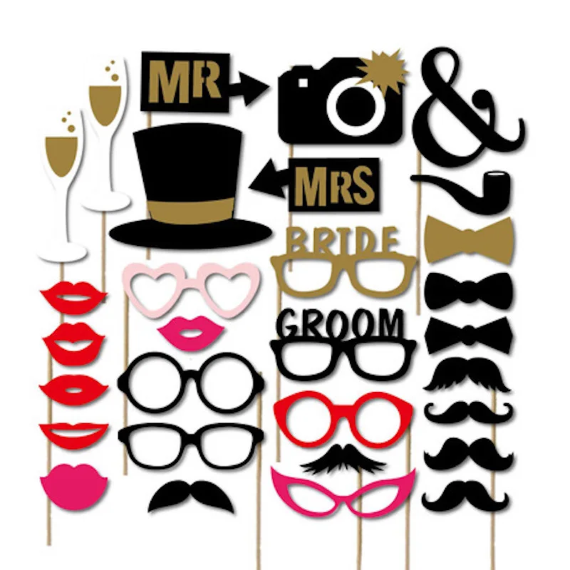 Забавная фотобудка для свадебных бумажных очков с бантиком губ Mr Mrs Свадебные