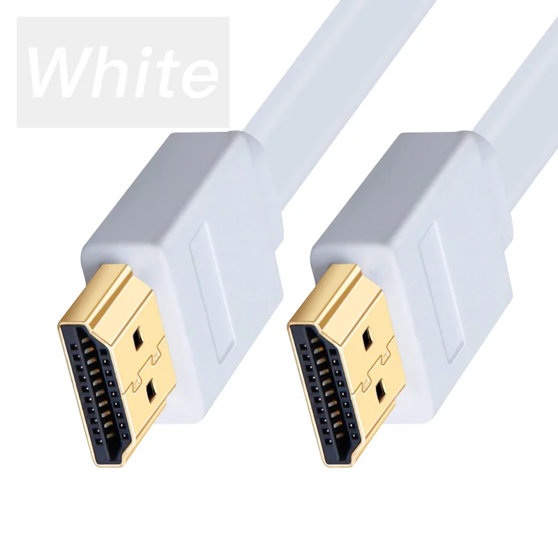 white Shuliancable HDMI кабель видео плоский hdmi кабель 1,4 1080P 3D кабель для HDTV xbox PS3 компьютера 0,3 м 1 м 1,5 м 2 м 3 м 5 м 7,5 м 10 м 15 м - Цвет: white