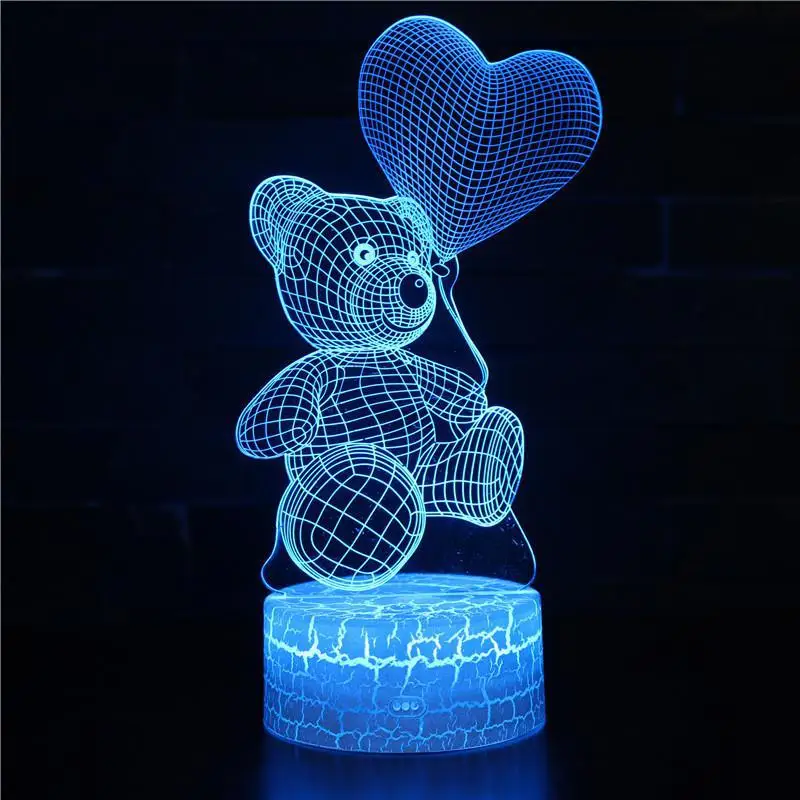 Рождественские украшения 3d любовный медведь красочная настольная лампа с