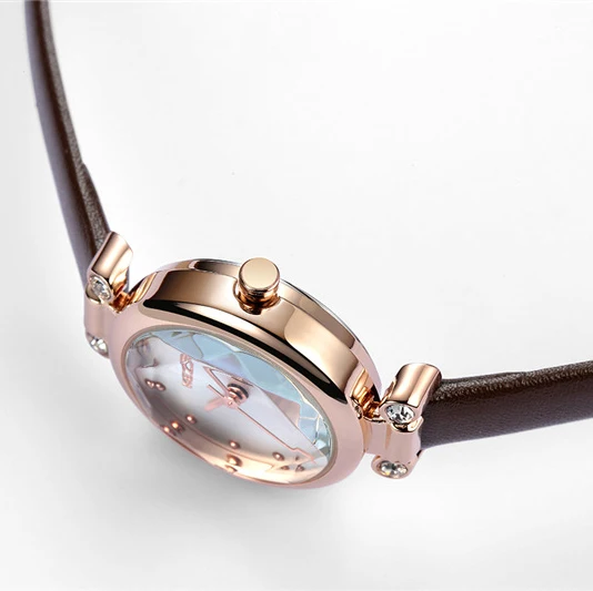 Kezzi брендовые Роскошные наручные часы с бриллиантами и кожаным ремешком женские