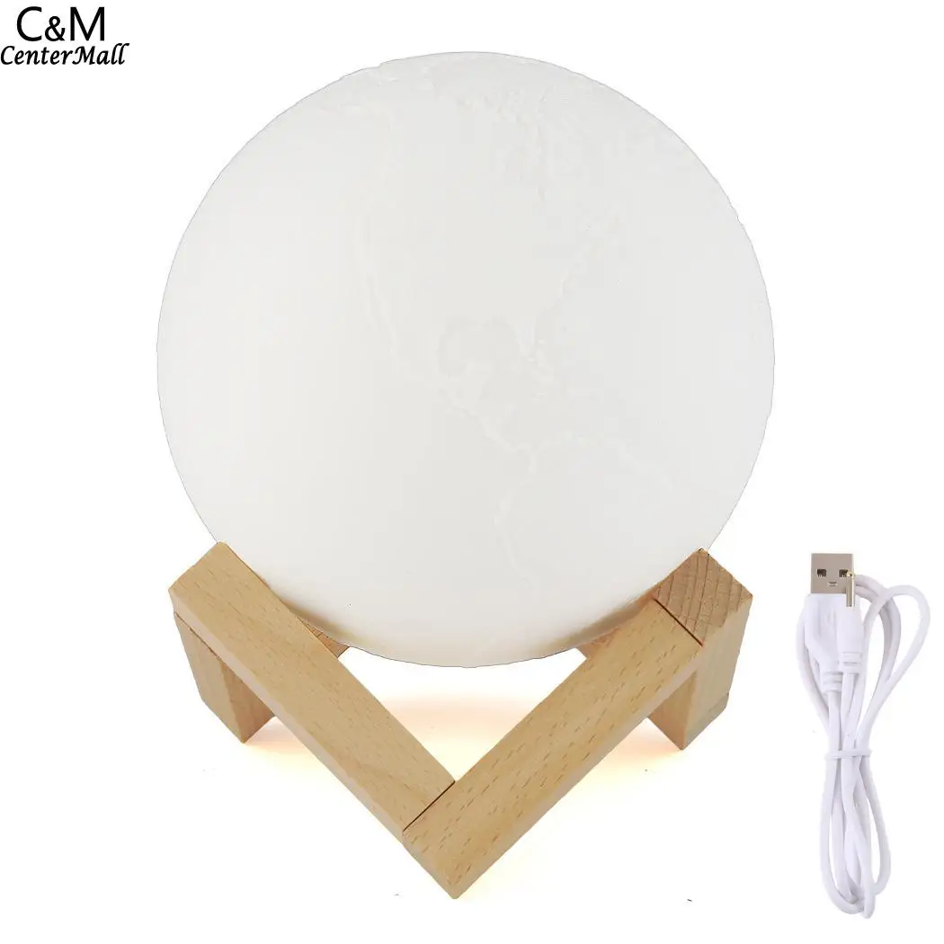 3D Светодиодная лампа с принтом земли сенсорный выключатель регулируемая яркость