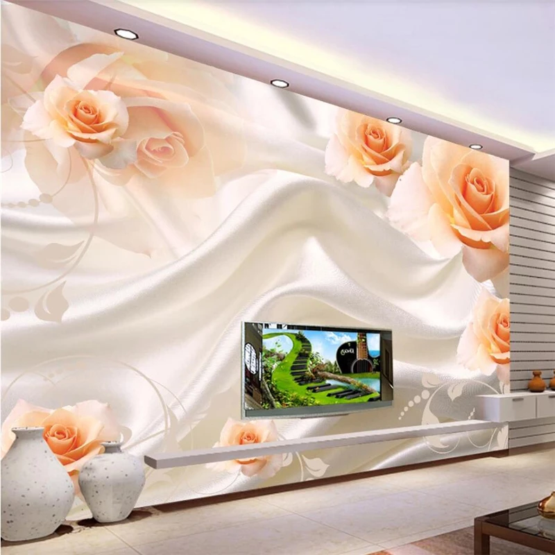 wellyu Custom wallpaper 3D murals embossed jewelry chrysanthemum fresh retro TV background wall living room bedroom | Обустройство
