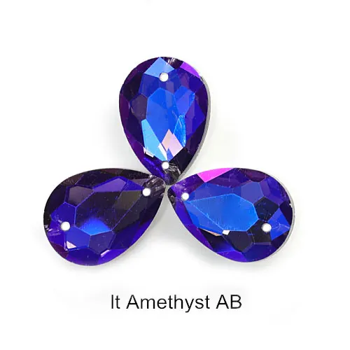 lt amethyst AB 24 шт. 13x18 мм каплевидное Хрустальное стекло пришивные стразы высокого качества точечная капелька Mulit Швейные Стразы для одежды B3680 - Цвет: lt amethyst AB
