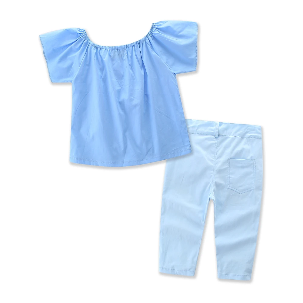 Новый летний модный синий топ с рукавом реглан в европейском и американском