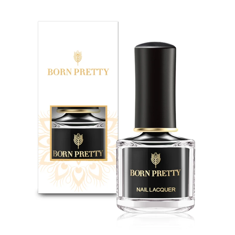 Черный лак для ногтей BORN PRETTY 6 мл блестящий базовый черный Базовый дизайна