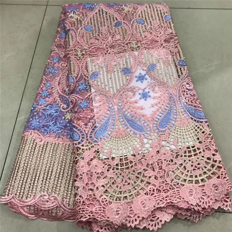 

2019 Latest African Stones Lace Fabric 2019 High Quality Lace French Net Embroidery Tulle Lace Fabrics For Nigerian Party Dress