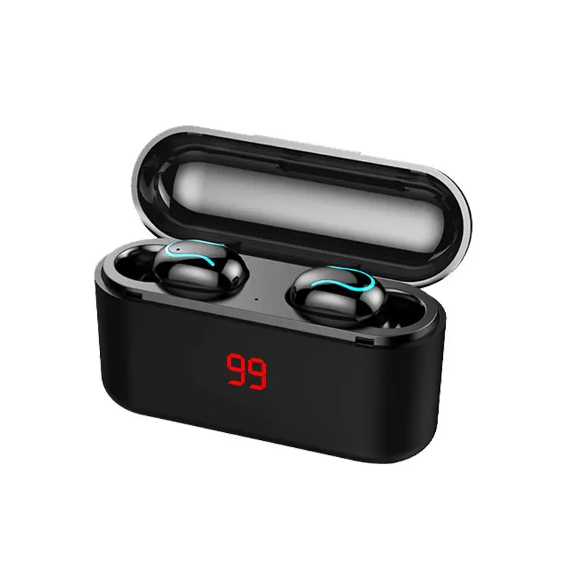 Q32 TWS беспроводные наушники Bluetooth наушники 5,0 беспроводные наушники 8D стерео гарнитура с зарядным устройством 3500 мАч блок питания - Цвет: Black have led