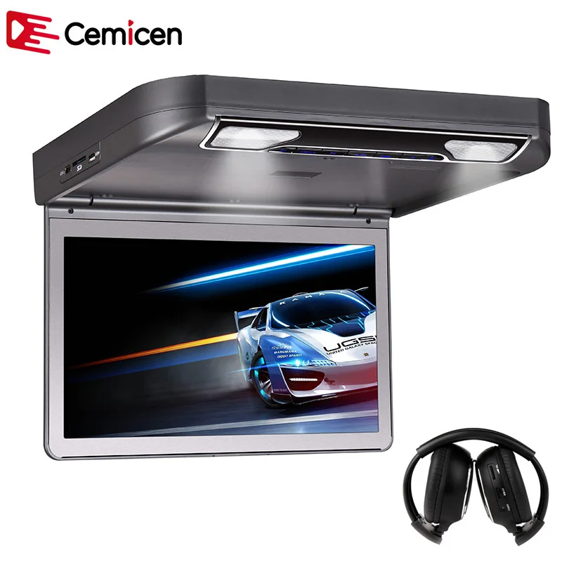 Cemicen 13 3 дюймовый HD 1080P видео TFT широкий экран Автомобильный откидной встраиваемый