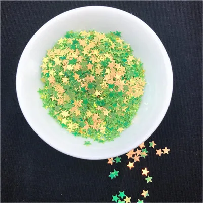 JG Light Green 10 г/упак. сверкающие Ложные Nail Звезда блестки 4 мм Star Glitter пайетками порошок ремесло ногтей ткани блесток, слизь Свадьба Decro - Color: JG Light Green