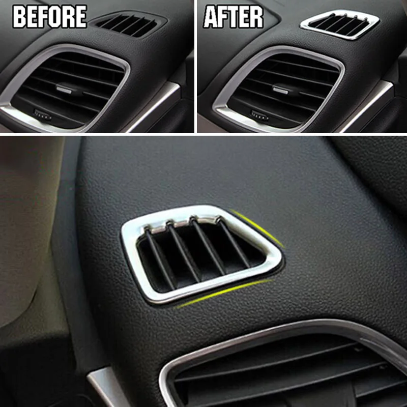 Хромированная внутренняя Передняя вентиляция кондиционера сторона AC выход крышка Накладка рамка для Buick Encore Opel Mokka 2012 2013
