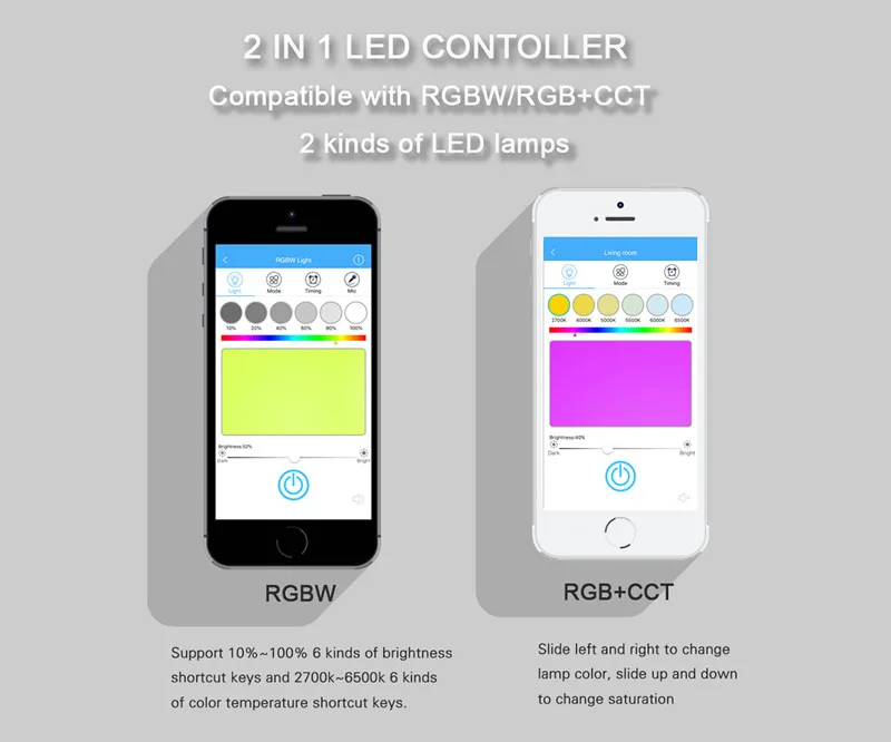 RGBW RGB + CCT 2 в 1 smart LED Wifi контроллер полосы света совместим с Alexa Assistant для системы iOS