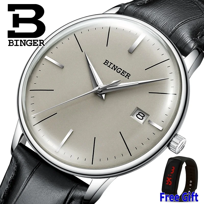 Seiko мужские механические часы с автоматическим перемещением, t BINGER, Топ бренд, роскошные мужские механические часы, relogio masculino, ремешок из нержавеющей стали с серым зеркалом