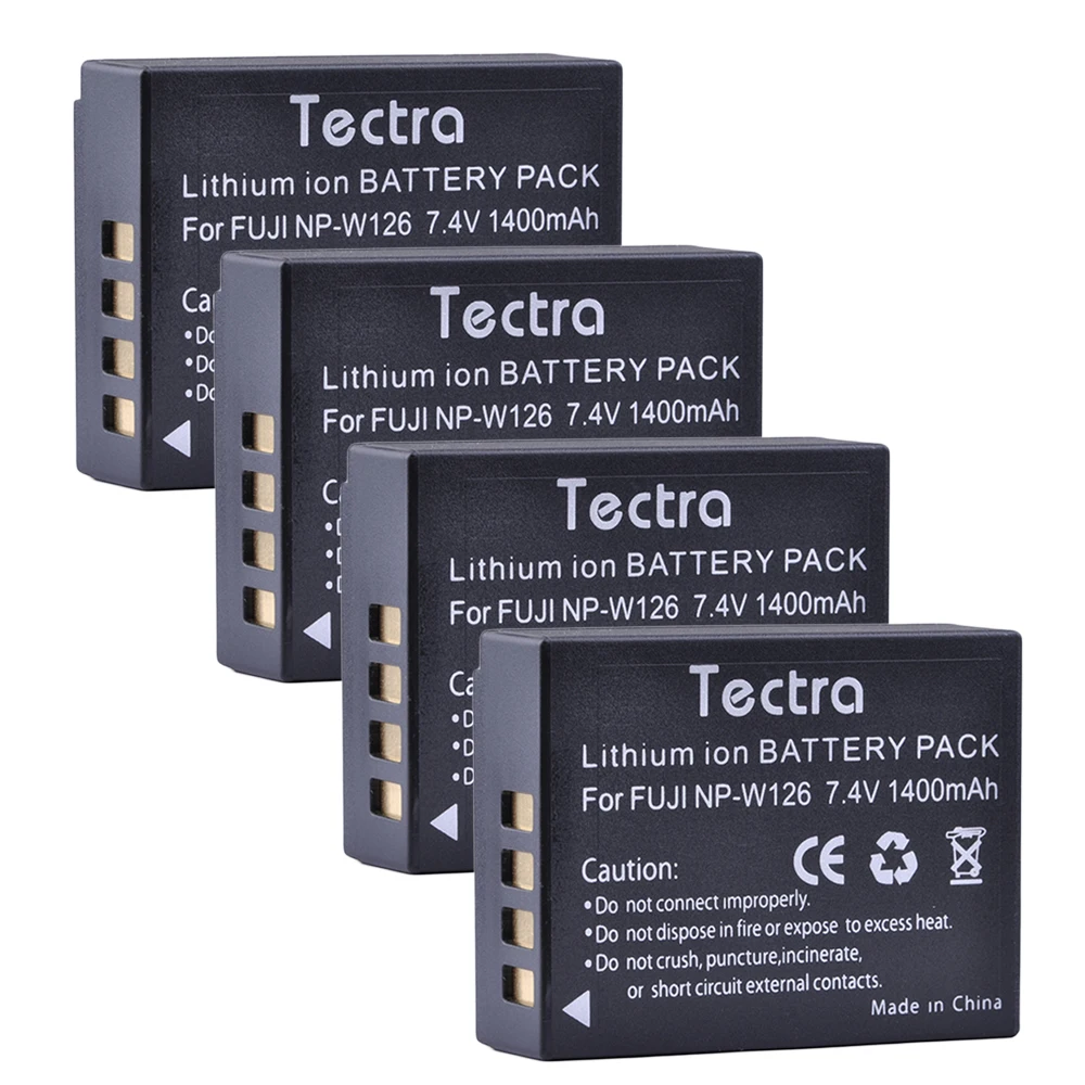 Tectra 4pcs 1400mAh NP W126 NPW126 Аккумулятор для Fujifilm Fuji X Pro1 XPro1 T1 XT1 XE1 HS30EXR E2S Battery|fujifilm np-w126|batter