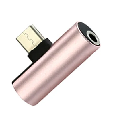 Rose Gold Olhveitra Mini 2 в 1 USB C до 3,5 мм разъем для наушников, аудио адаптер жгут питания конвертер для samsung Xiaomi Google huawei - Цвет: Rose Gold