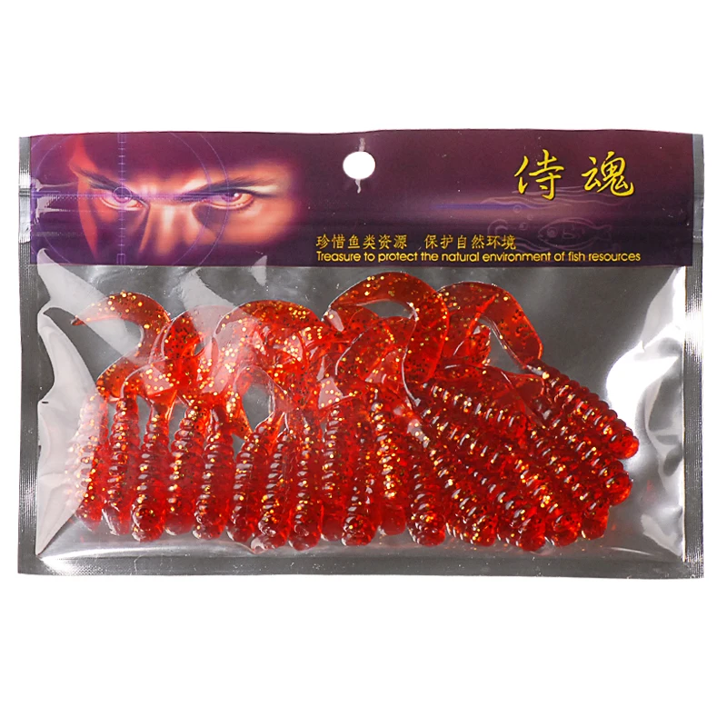 

TAF 20pcs Soft Baits 6cm 3g Silicone Fishing Lure Sickle Tail Isca Artificial Leurre Swimbait Carp Fishing Wobblers Worm Pesca